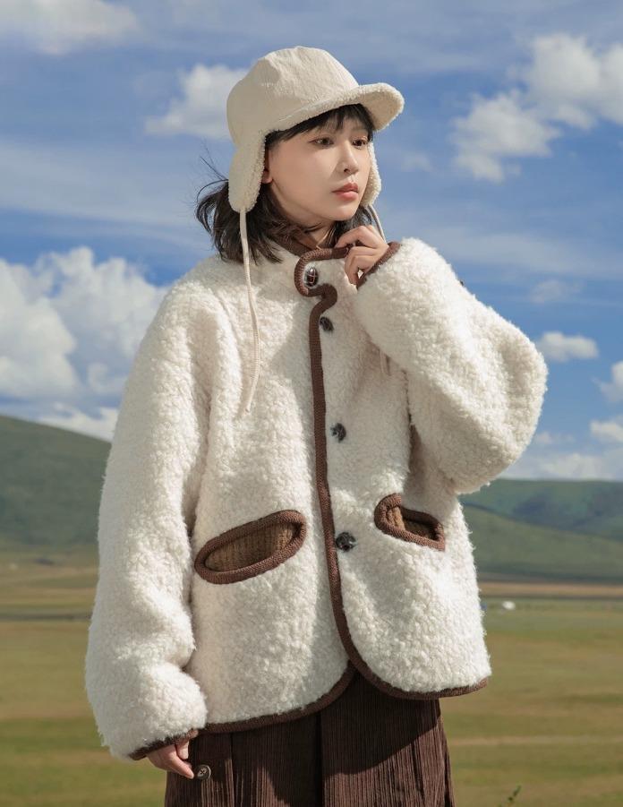 SAOTOME 퀼팅 플래킷 스탠드 카라 인조 울 자켓 (2color)