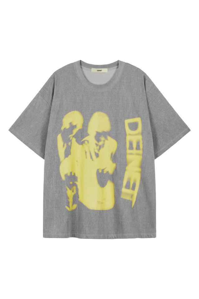DEINET FADED GRAPHICS T-SHIRTS IN GREY