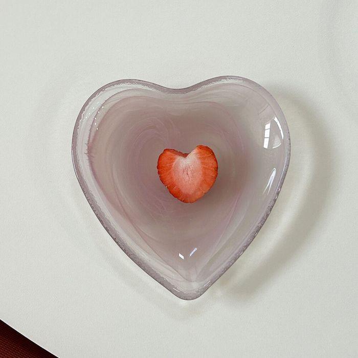 알라바스터 하트접시 14cm 핑크