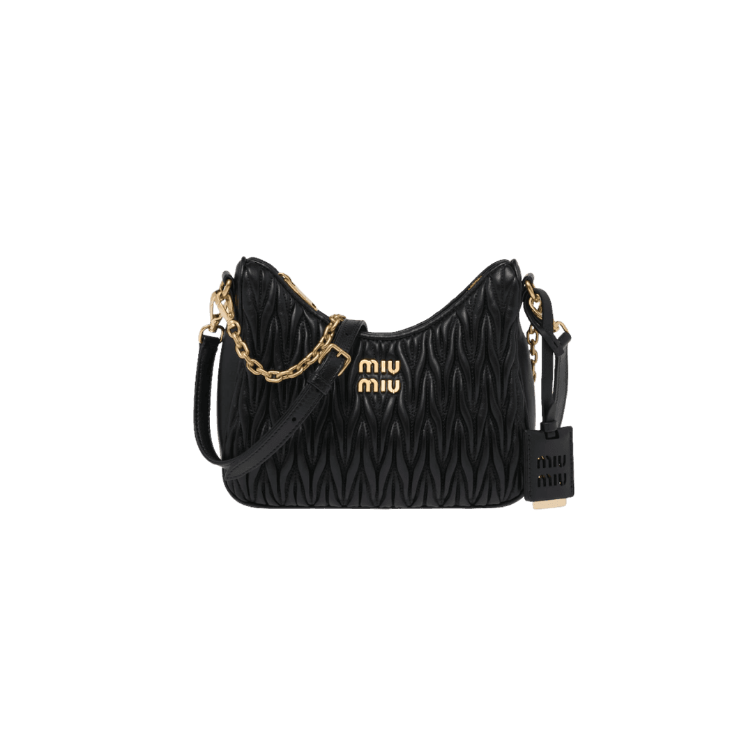 Miu Miu Matelasse Nappa Leather Shoulder Bag Black