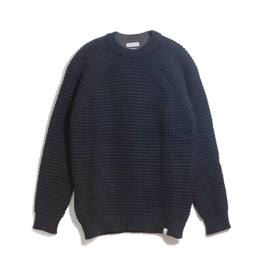 Waffle Crew Neck Jumper - Navy