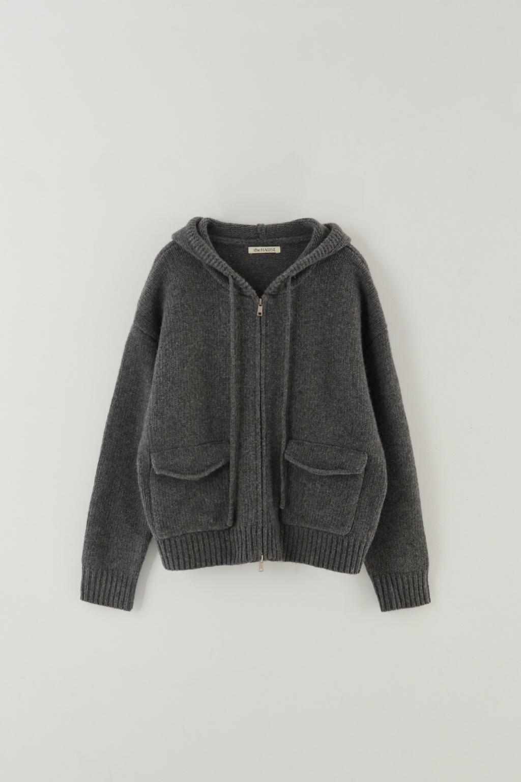 메리노-울 후드 집업 CHARCOAL