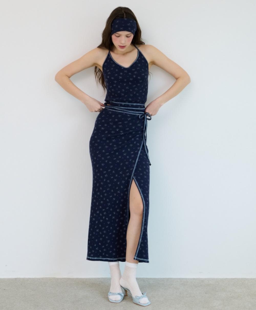 Midnight Garden Wrap Skirt - Midnight Navy
