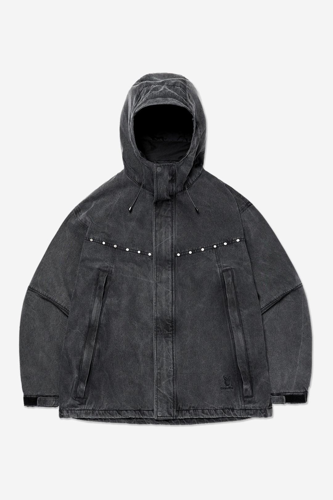 [PLAYBOY x DIMITO] STUD WESTERN DENIM JACKET WASHED GREY