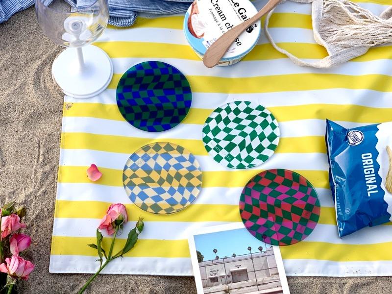 비비드컬러 티코스터 컵받침 홈카페 피크닉