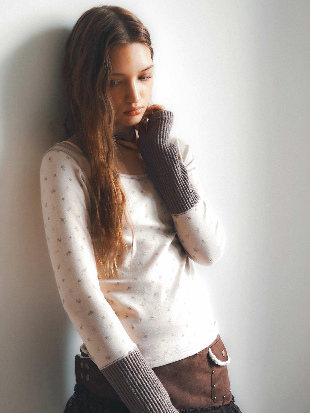 Hand Warmer Cottage Floral L/S Beige