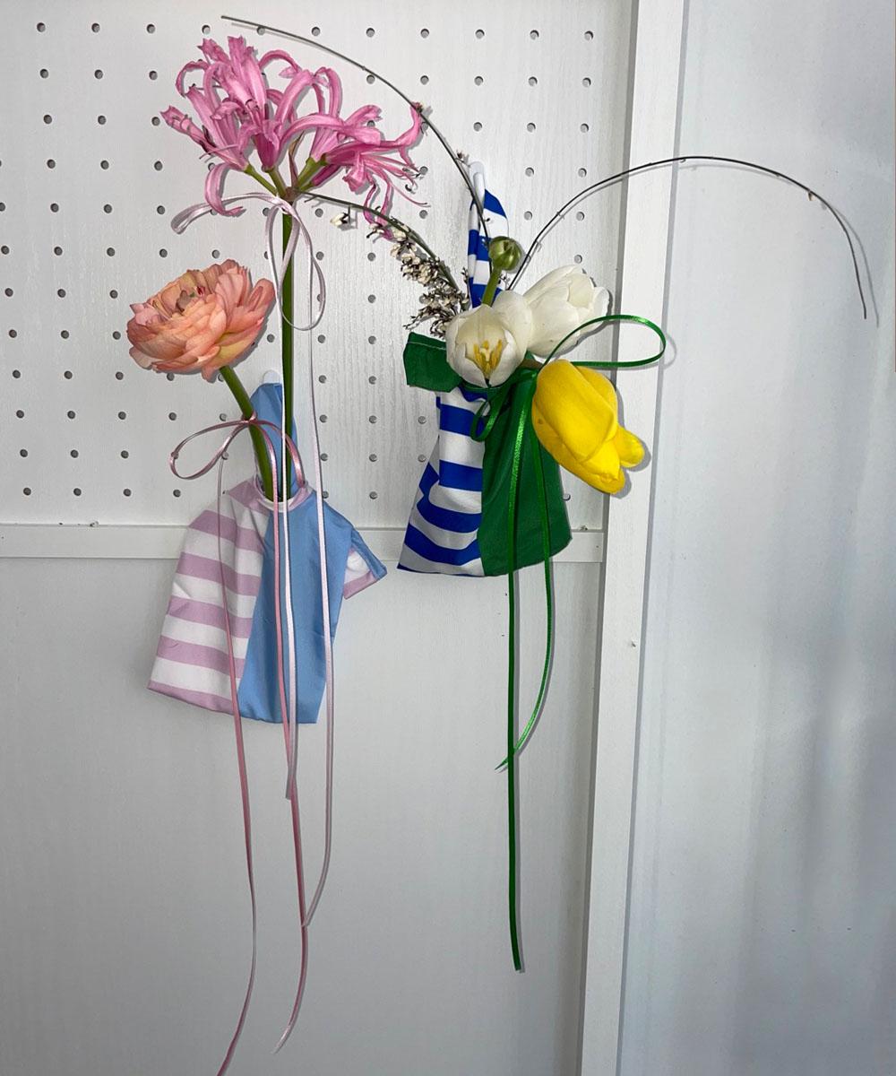 striped flower bag