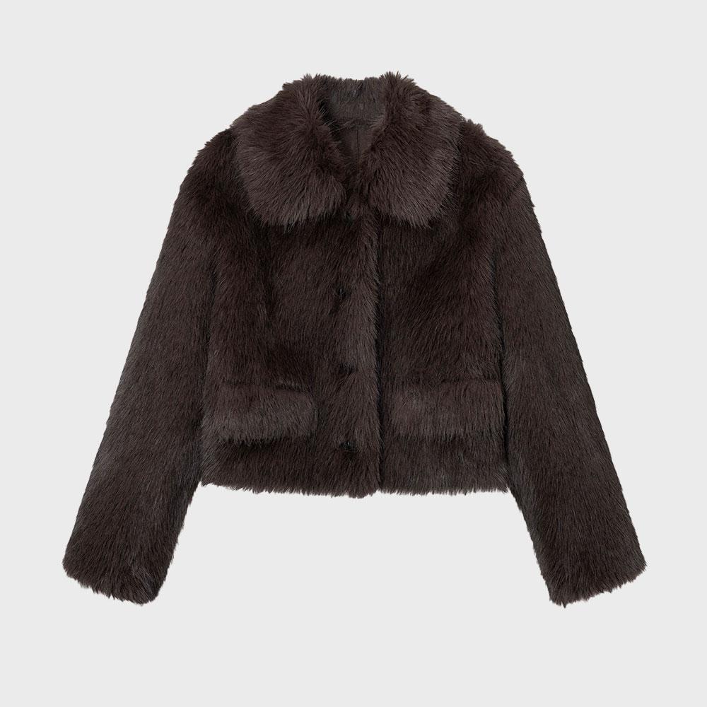 Sheering Fur Jacket · Brown MA02_93