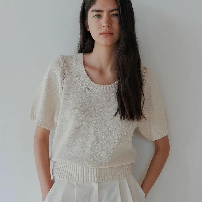 scoop neck boucle knit TOP (4color)
