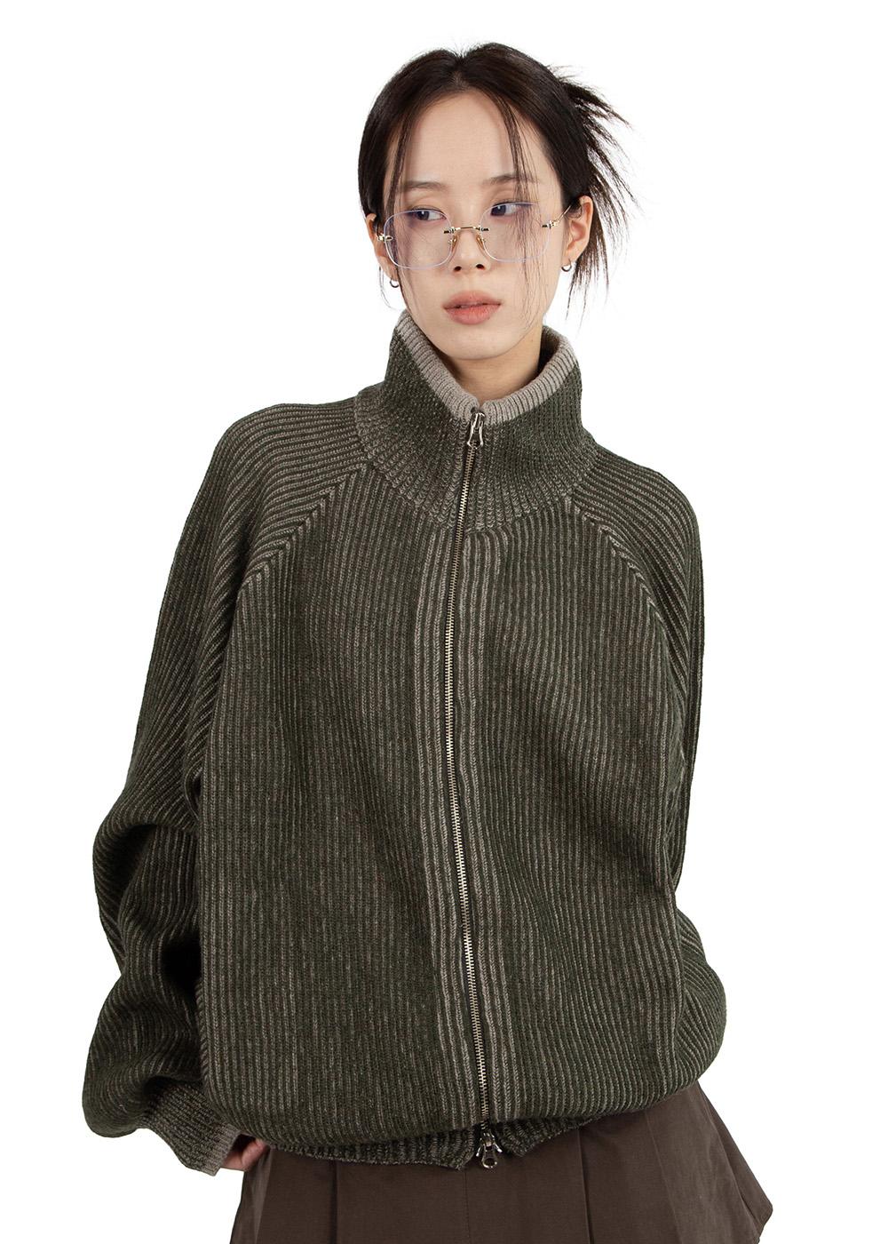 릿킴 COLOR MIX KNITTING ZIP-UP