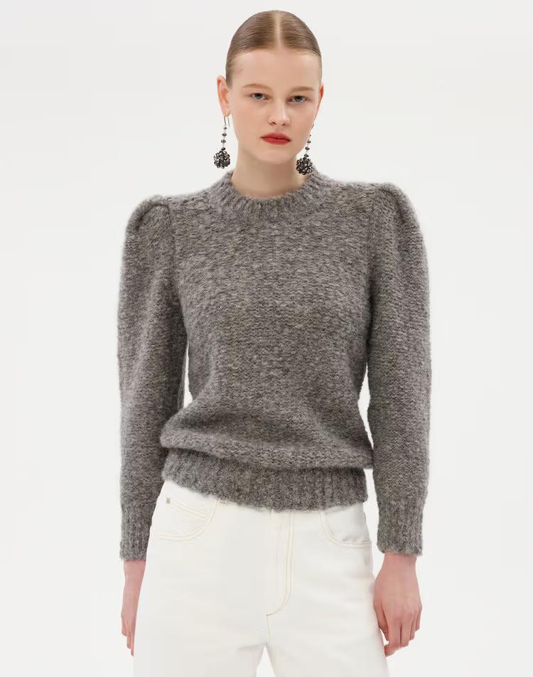 [시즌오프]그레이 짜임 알파카혼방 니트