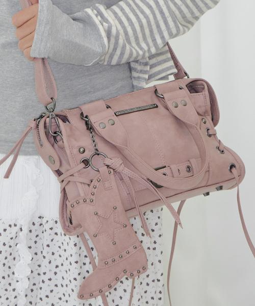 벨티드 워싱 레더 미니백 (BABY PINK) F26QE991