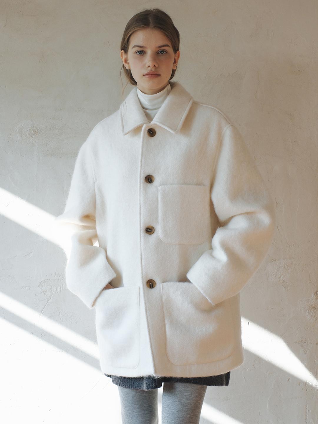 Hairy Half Coat - Ivory