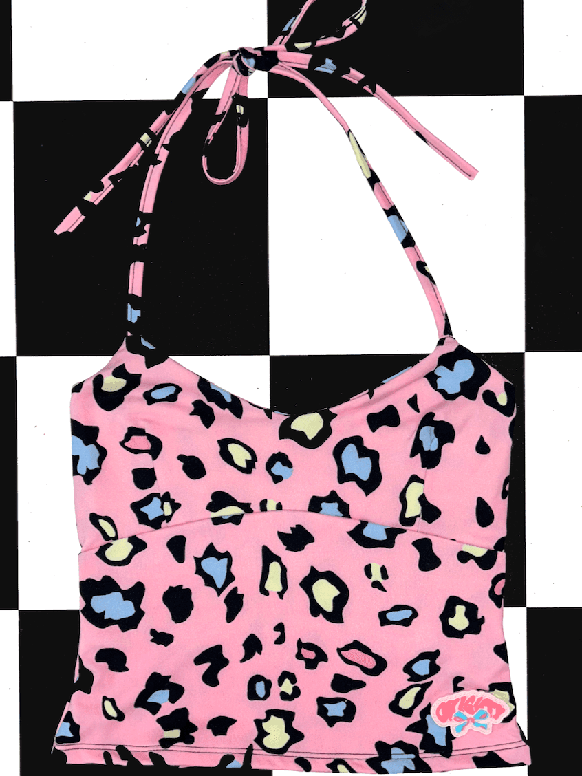 RIBBON HALTER IN BARBIE LEOPARD