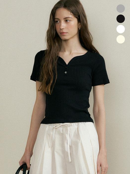 [단독]comos 1421 henly-neck ribbed T-shirt (4color)
