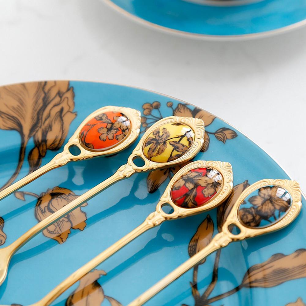 영국 엔틱 포인트 골드 티스푼세트