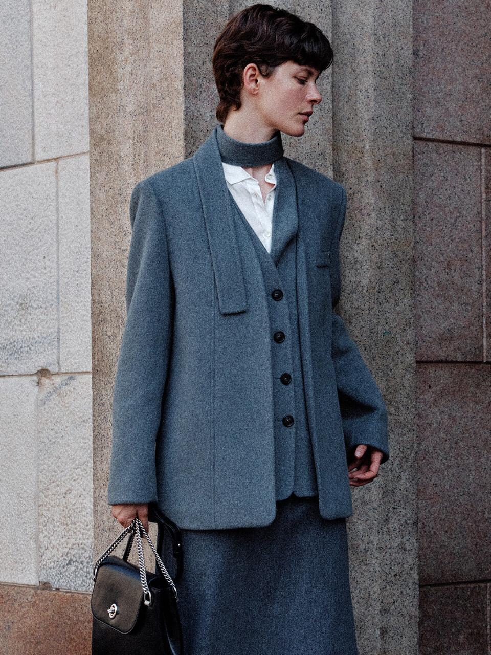 Collarless Layered Jacket SW4WJ928-12