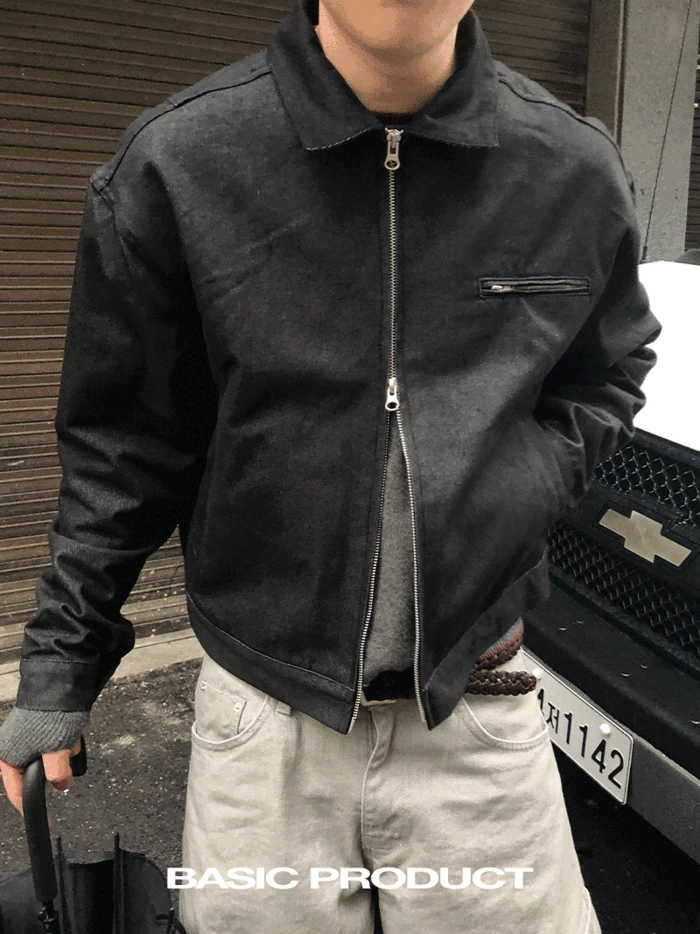 미니멀 크롭 데님 자켓