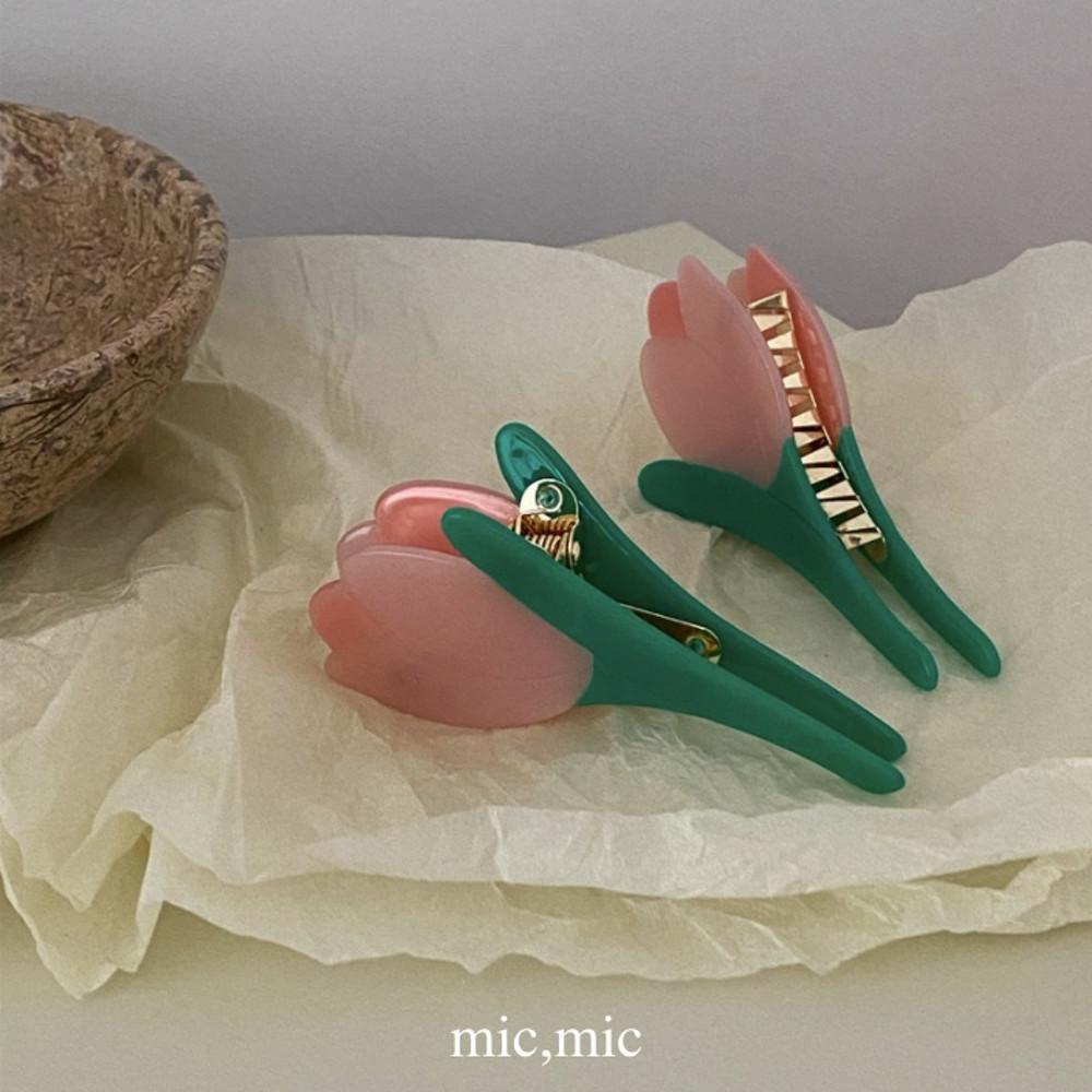[튤립 집게핀]  반묶음 올림머리 헤어 집게핀