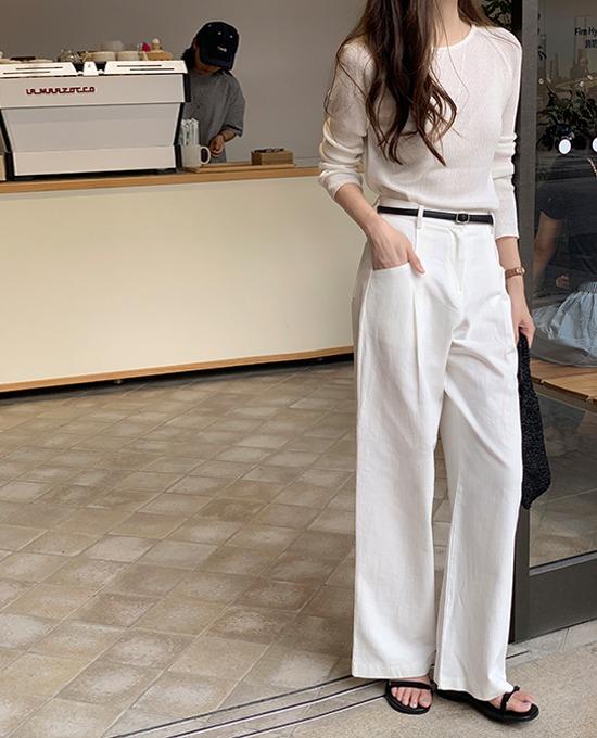 메리어라운드 [얼리썸머🍉] 로만 핀턱 와이드 (pants)(린넨20%)