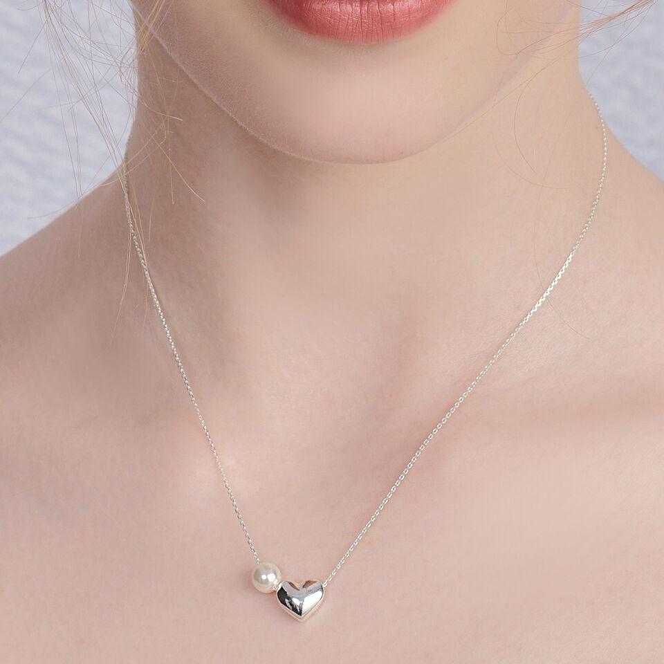 [silver925] lovers heart pearl necklace