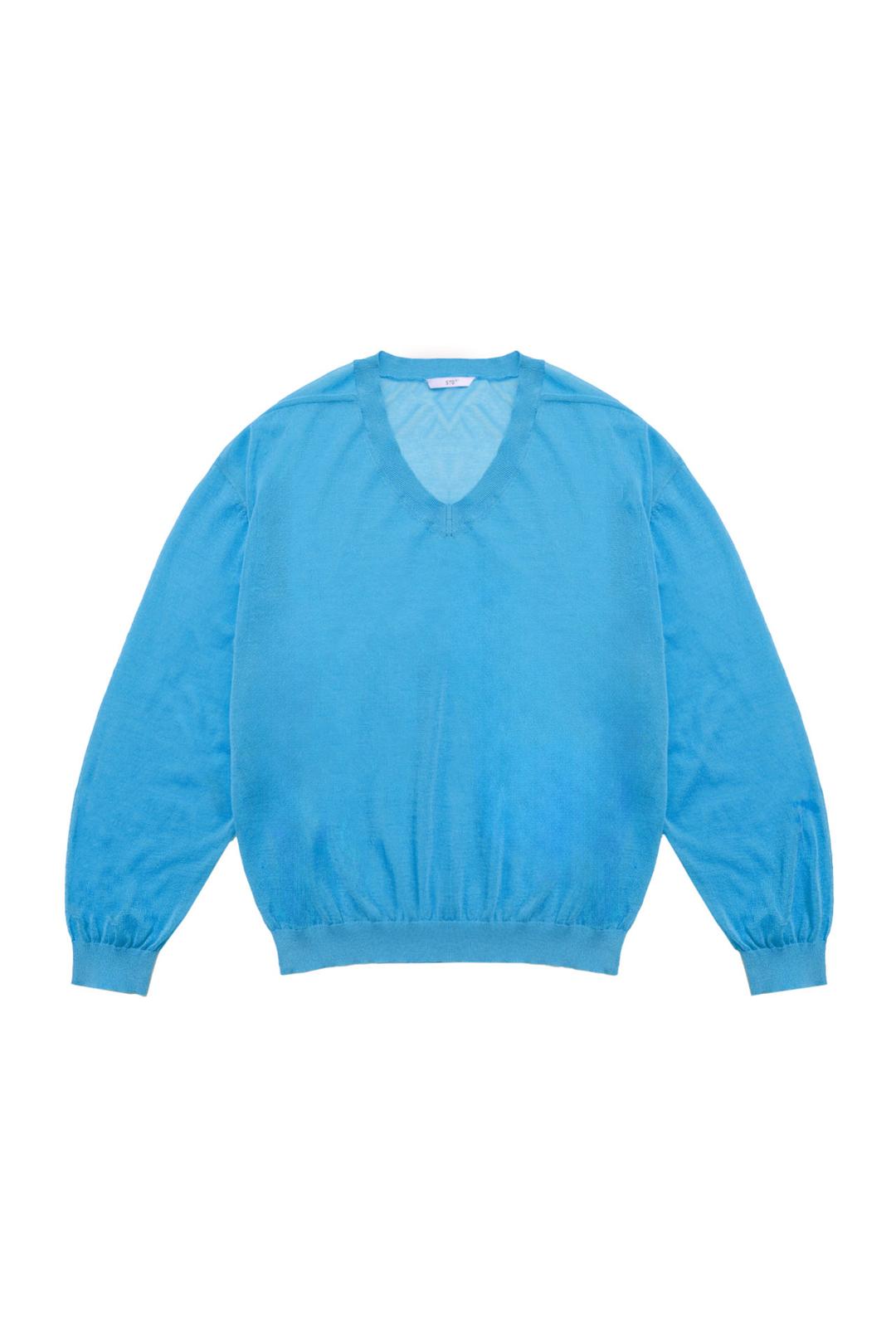 Sheer V-neck Knit Sky Blue