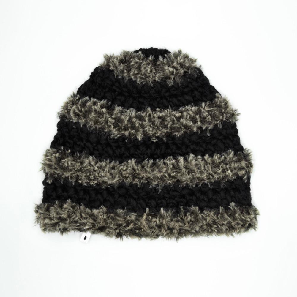 [SSESEB] STRIPE FUR BEANIE - BLACK
