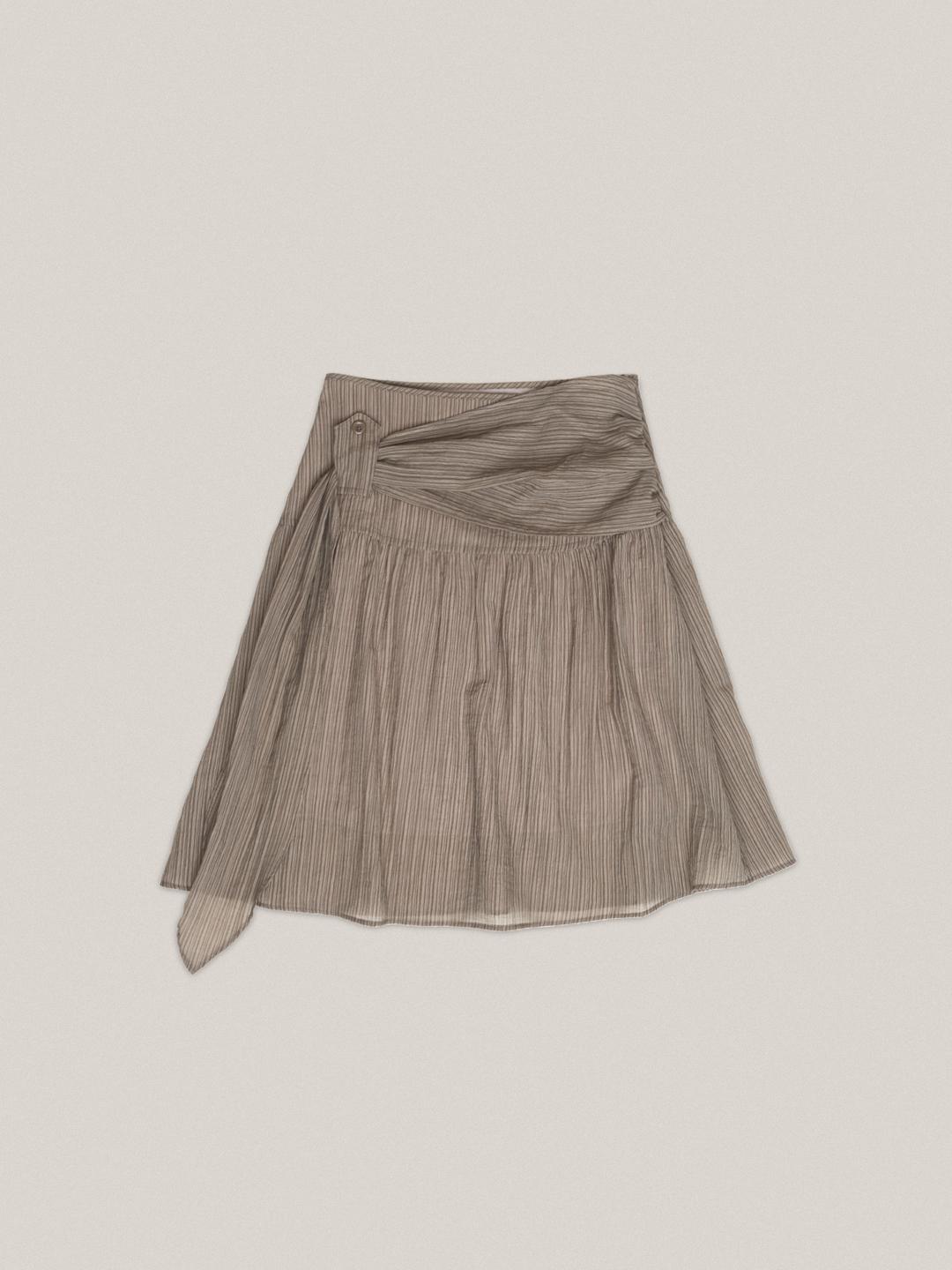 SUMMER STRIPE MIDI SKIRT  [ BROWN ]