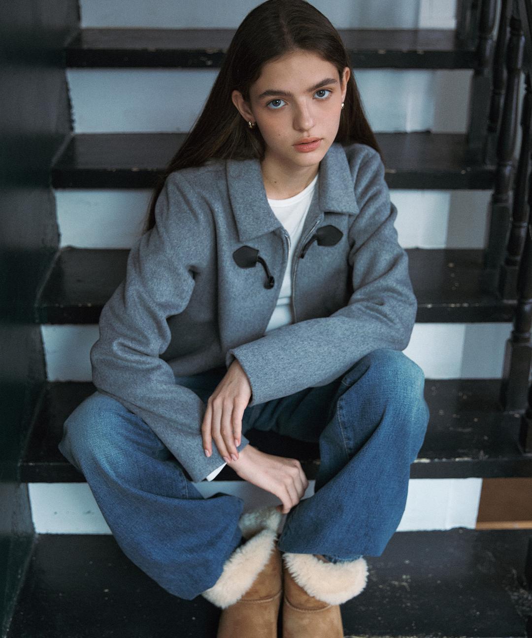 Only One Duffle Wool Jacket ( Grey )