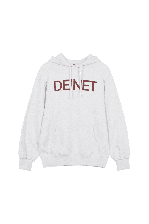 DEINET BIG LOGO HOODIE IN WHITE MELANGE