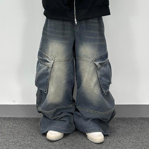 레트로 데님 카고 팬츠