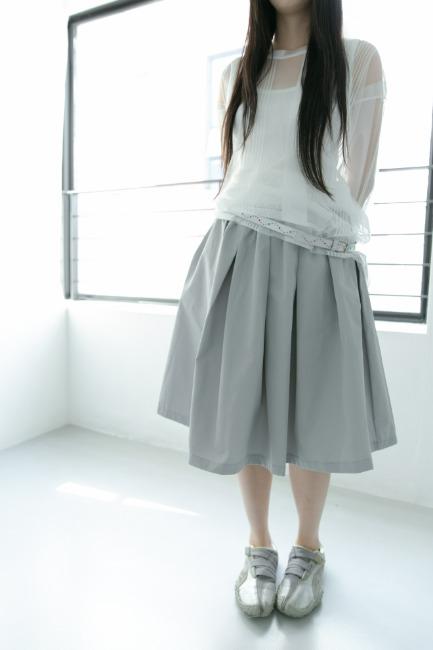gather glossy midi skirt(2colors)
