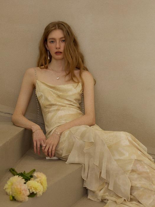 체인 드롭 슬리브리스 롱원피스