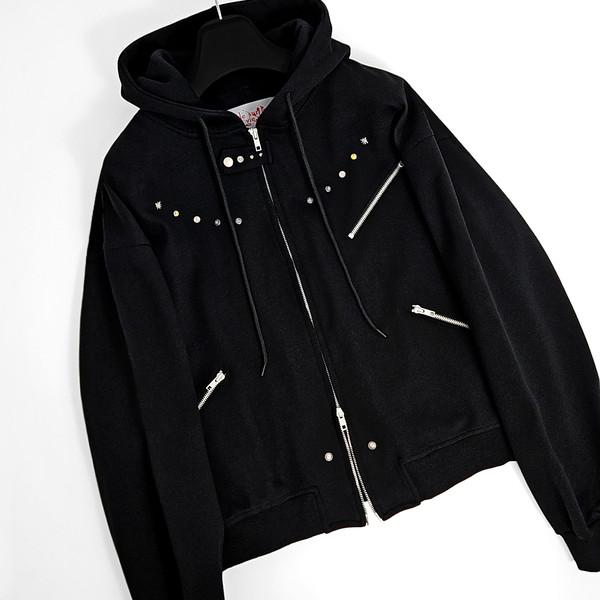 Raphael western multi zipper hoodie zipup (black)
