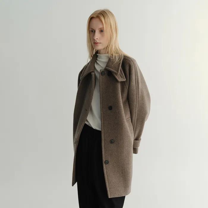 HALF BALMACAAN COAT (BROWN HERRINGBONE)