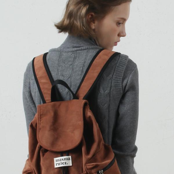 mini ver. Suede flap backpack _ Brown