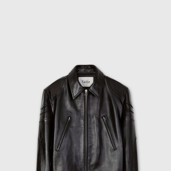COWHIDE LEATHER BIKER JACKET BLACK