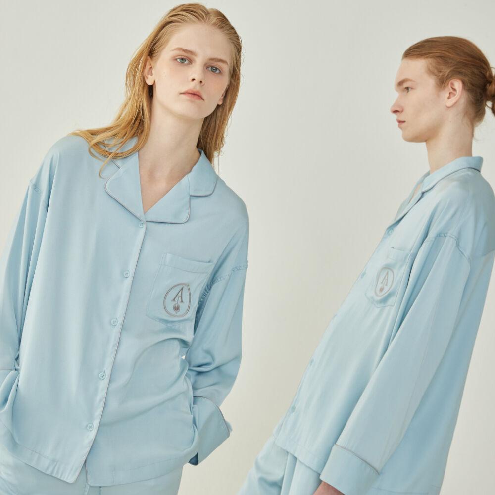 CLASSIC PAJAMA COUPLE SET_ice blue