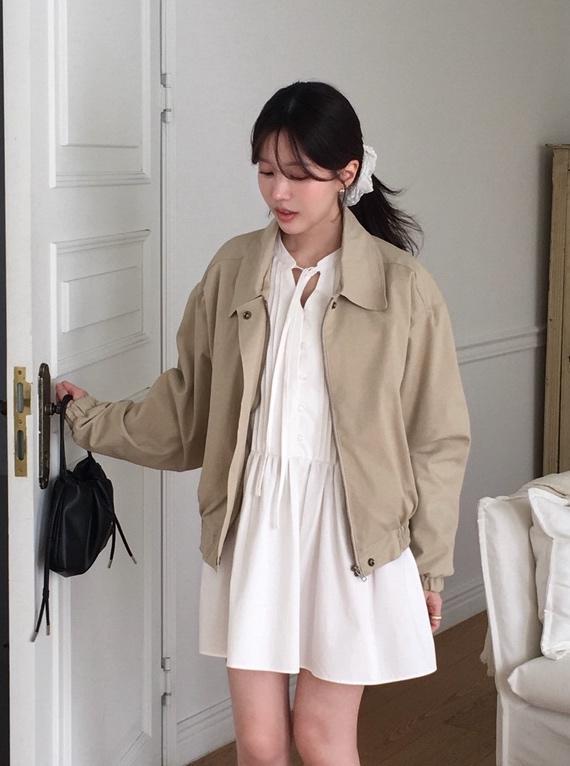 르아느 [키작녀🧚/어깡X] 피엔 블루종자켓 코튼 세미오버핏 봄버 점퍼