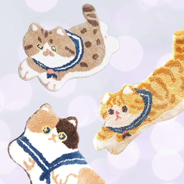 세일러 고양이 발매트 귀여운 현관 침대 포인트 러그 3종