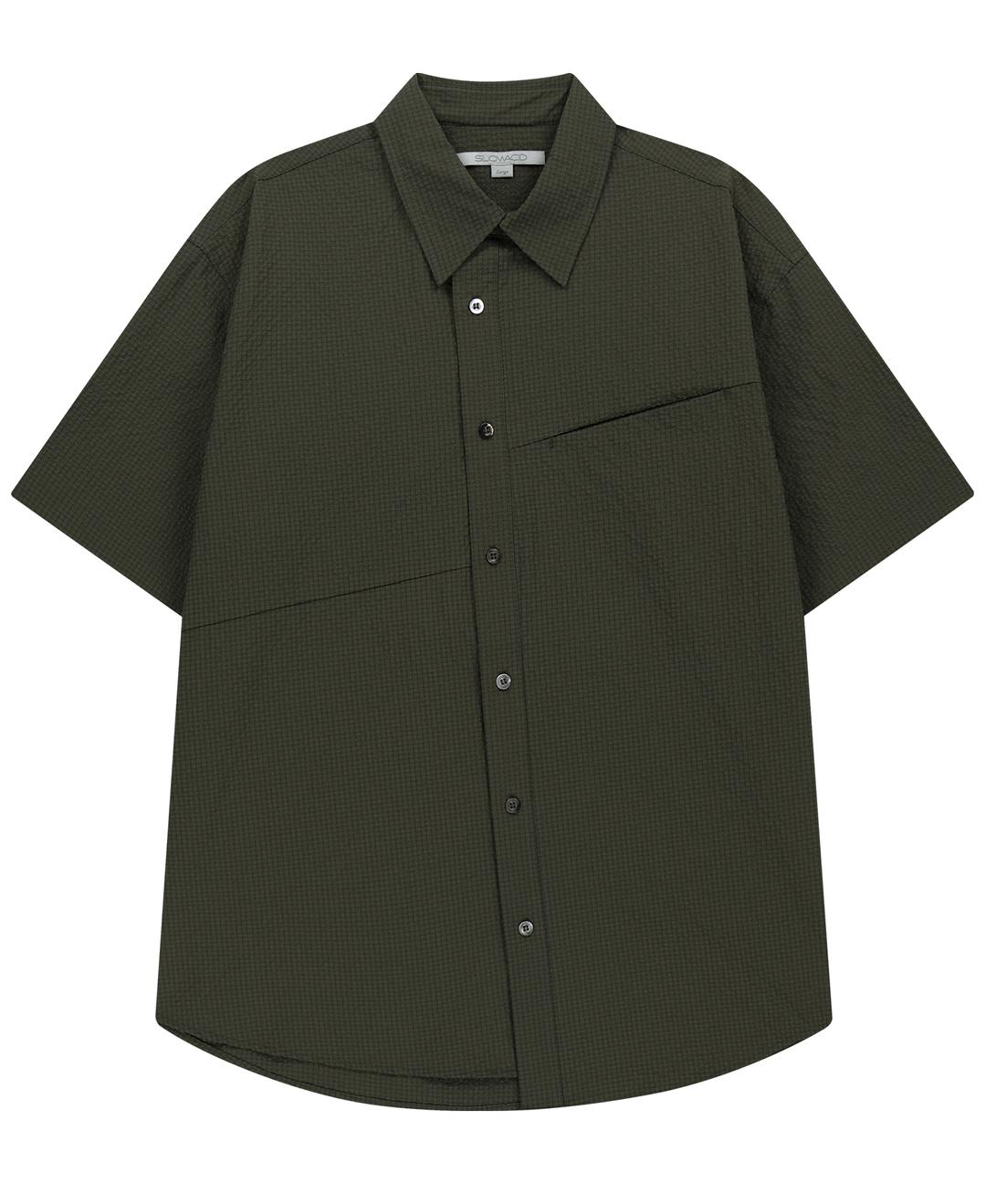 ASYMMETRIC HALF SHIRT [KHAKI]