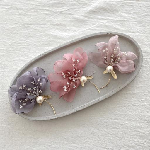 쉬폰 꽃잎 카네이션 부모님선물 브로치겸 집게핀