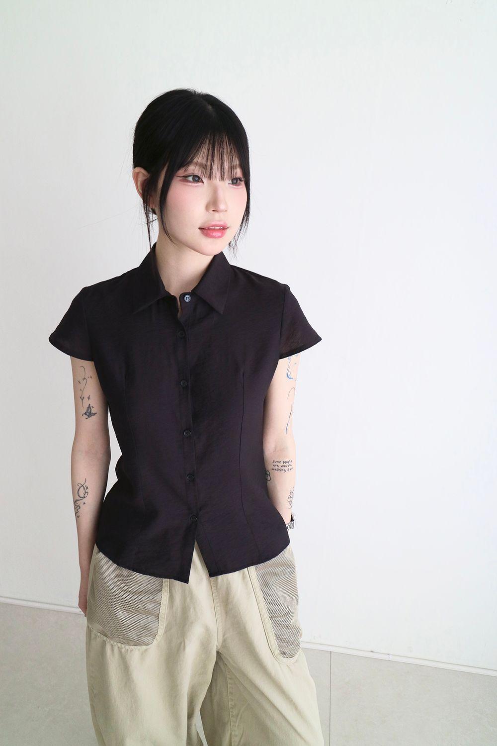 (블랙,아이 당일) 본 캡소매 반팔 셔츠 (3colors)