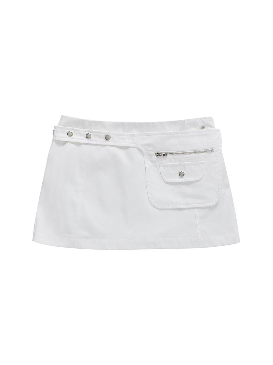 POCKET BELT MICRO SKIRT_WHITE