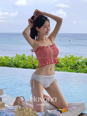 [핫딜🔥오늘발송] [MADE] [스크런치 SET/체형커버] 앤디 프릴 스모크 비키니