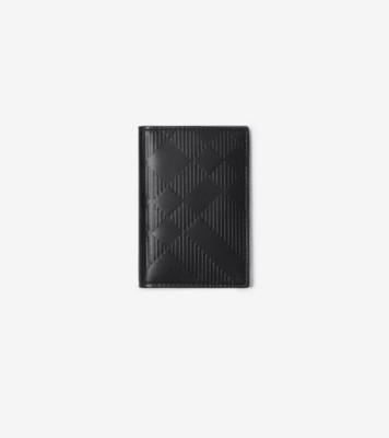 엠보싱 체크 폴딩 카드 케이스 (블랙) - 남성, 가죽 | 공식 Burberry®