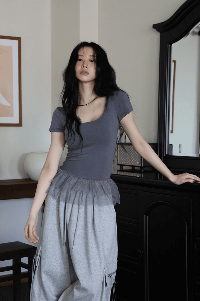 컬러인아이디 로디 메쉬 캉캉 티셔츠