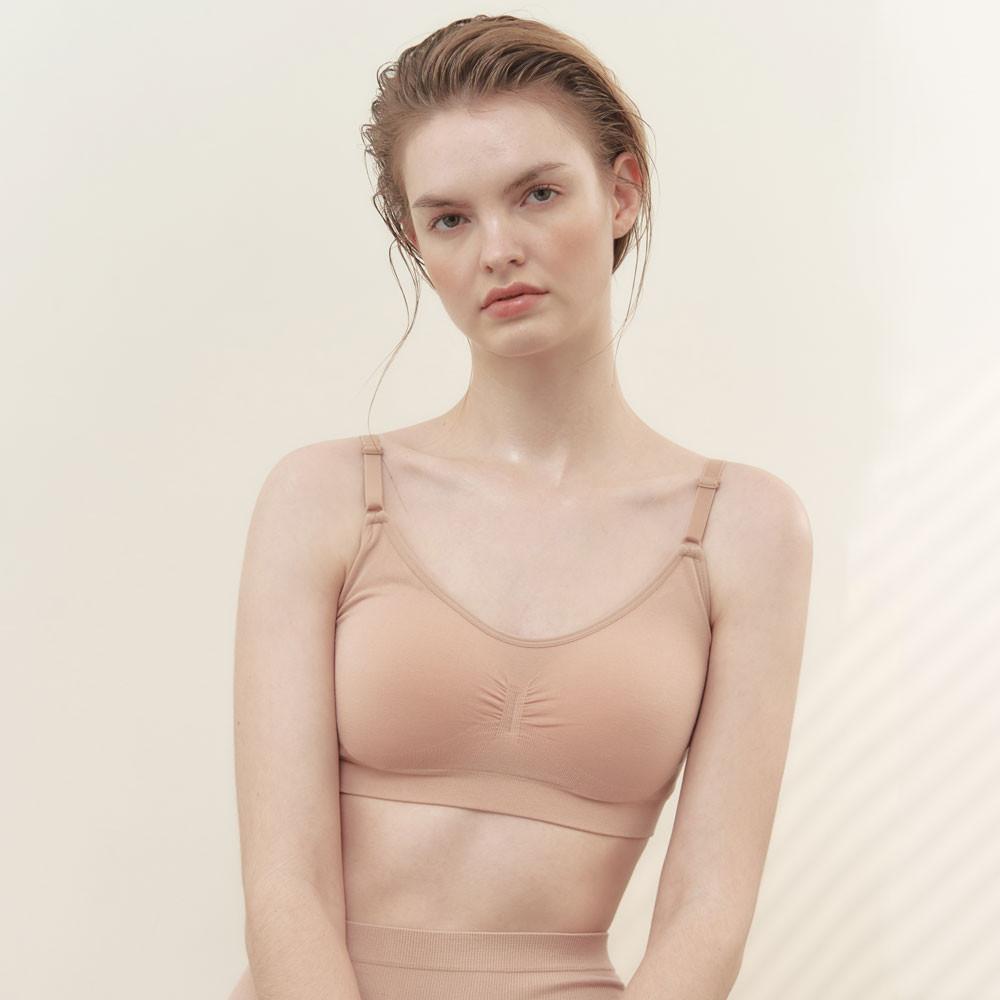 갓바디 올데이 브라 패드일체형 심리스 브라 모달 편한 노와이어 스트랩 브라탑