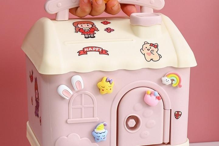DIY 해피 하우스 캐릭터 저금통 스티커포함 2color