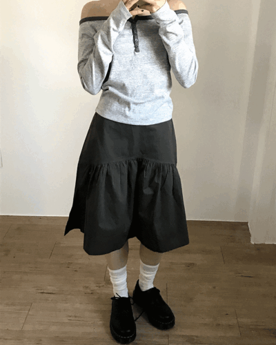 더기 [MD추천]사이드 슬릿 플레어 스커트 (2color)